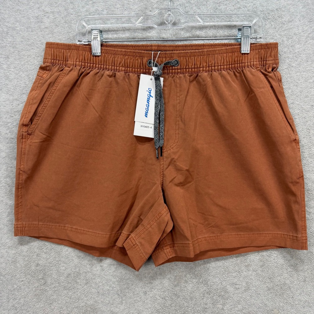 Maamgic Casual Shorts Men XL Rust Brown Cotton Blend Stretch Drawstring Athletic